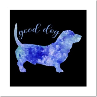 good dog watercolor blue Posters and Art